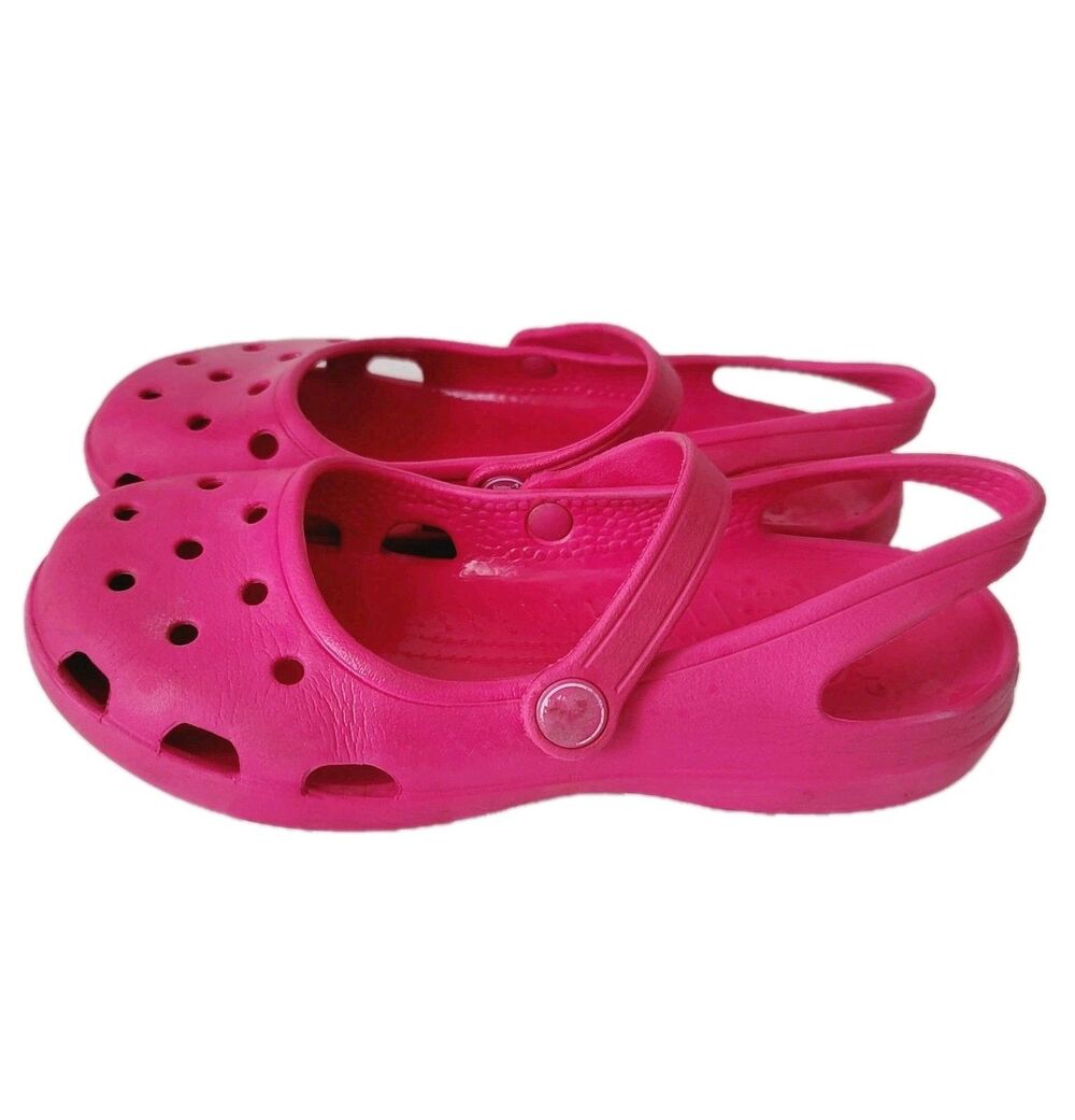 Crocs Womens Karin Clog Slip On Mary Jane Sandals Shoes Size 7 Pink